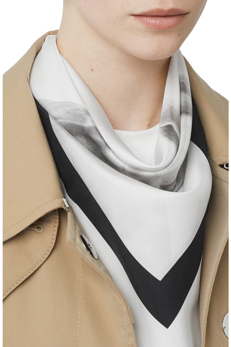 Unicorn Graphic Square Silk Scarf, Alternate, color, WHITE