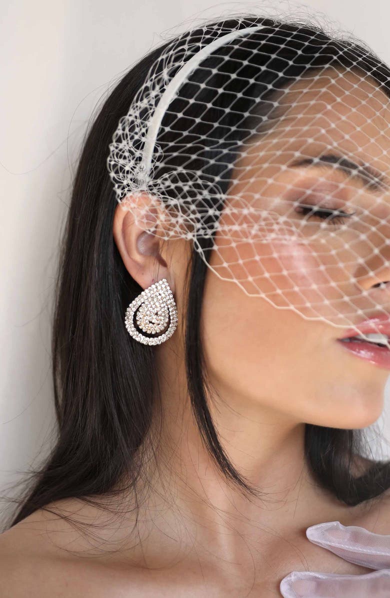 Ettika Crystal Teardrop Stud Earrings, Alternate, color, Gold