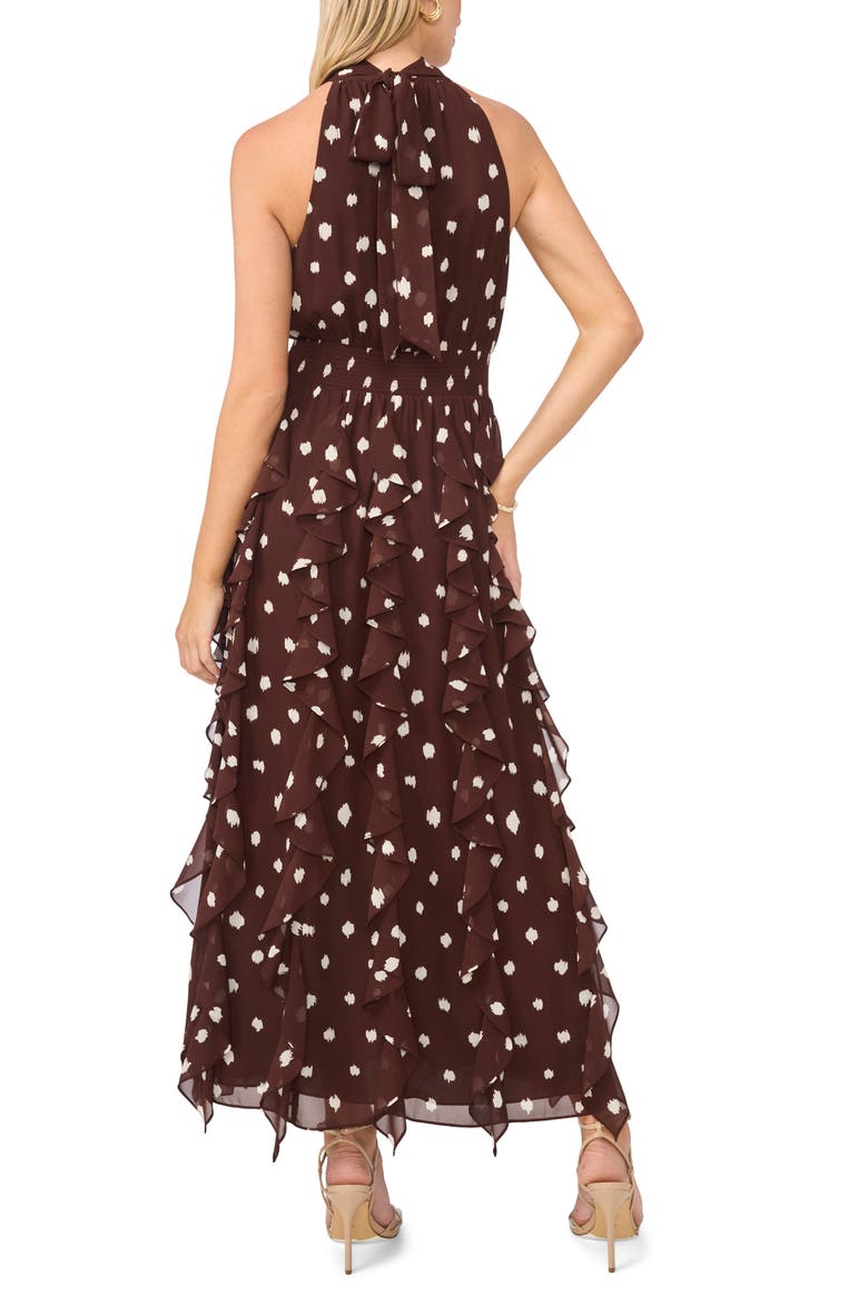 Flounce Cascading Maxi Dress, Alternate, color, MAHOGANY