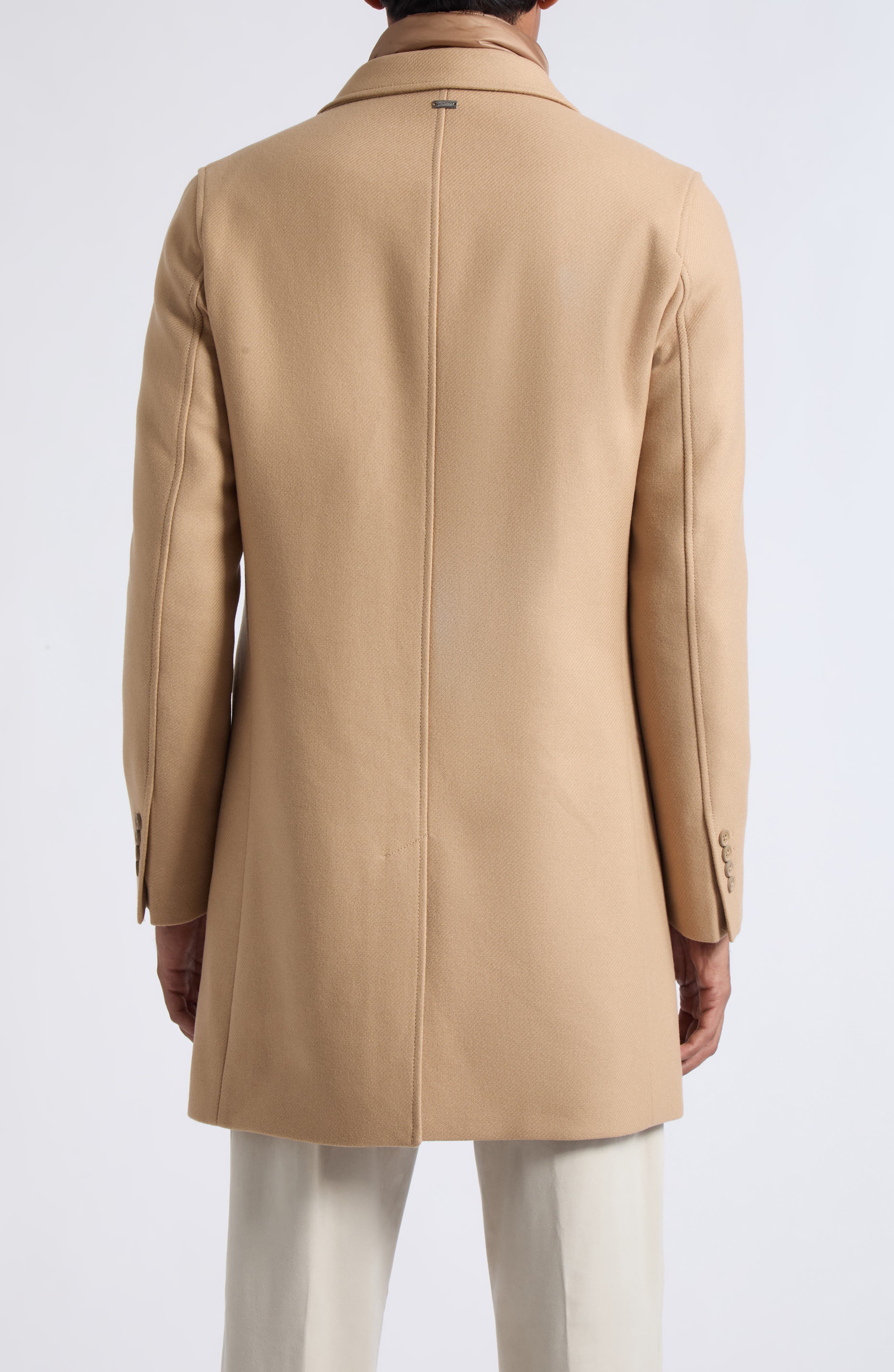 Herno Diagonal Wool Blend Topcoat with Removable Bib (Men) | Nordstrom