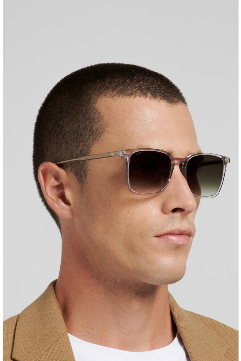 55mm Square Sunglasses, Alternate, color, GREY/ GREEN SHADED