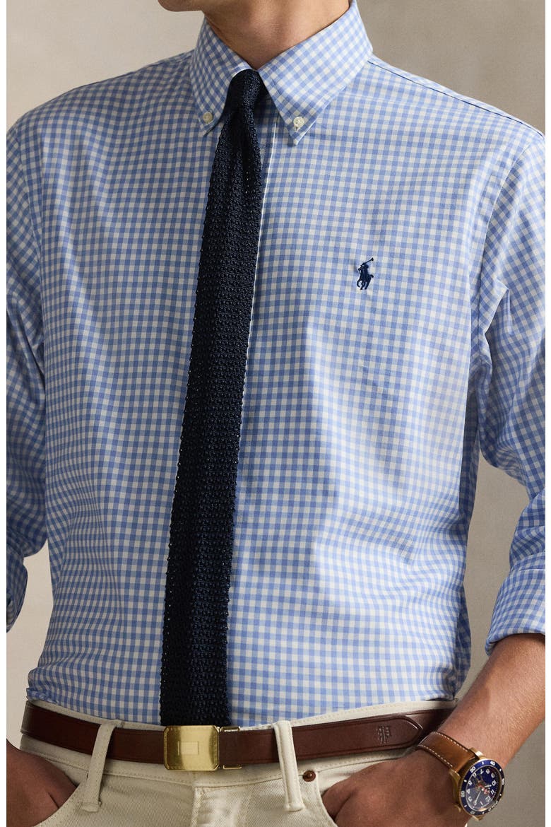 Classic Fit Performance Twill Button-Down Shirt, Alternate, color, FALL BLUE DECKWASH WHITE