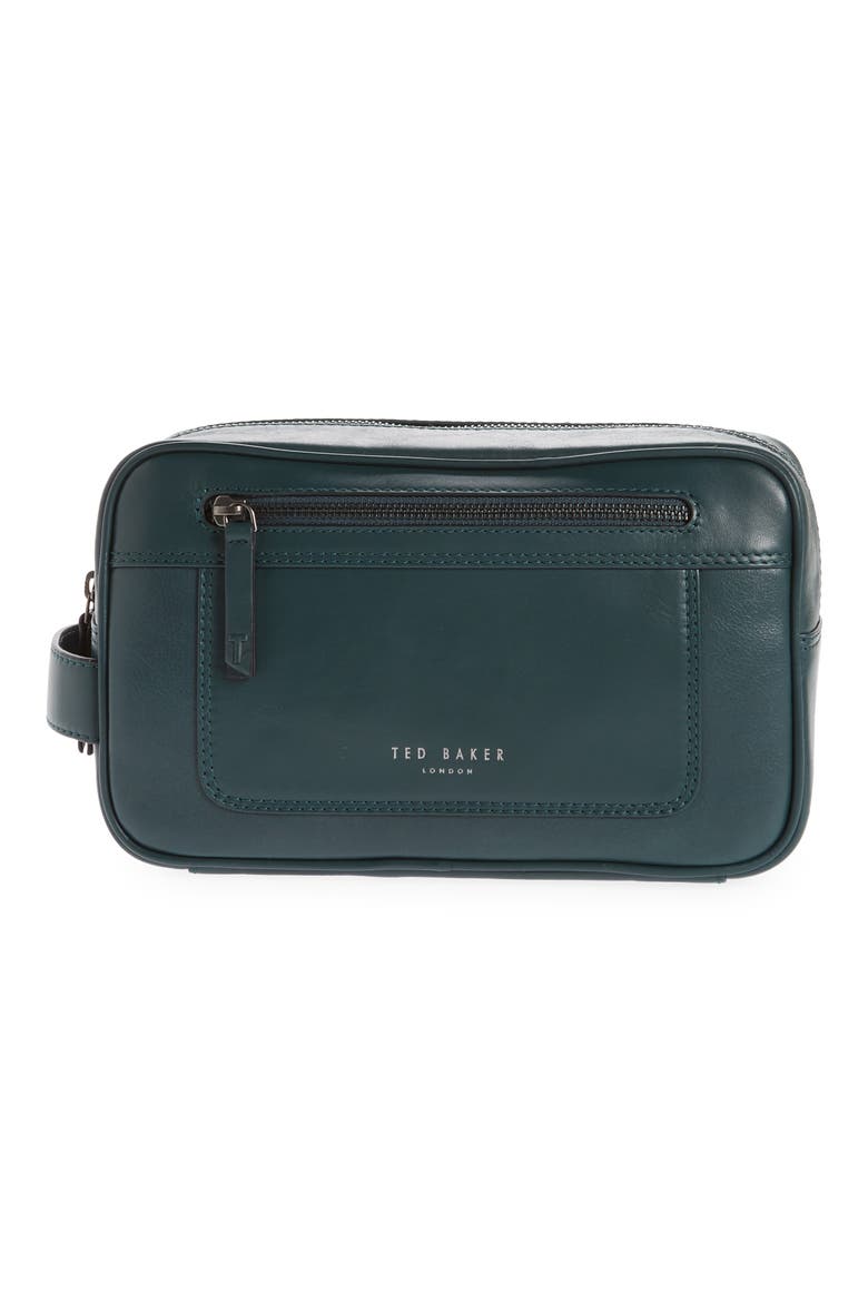 Dann Leather Travel Kit, Main, color, DARK GREEN