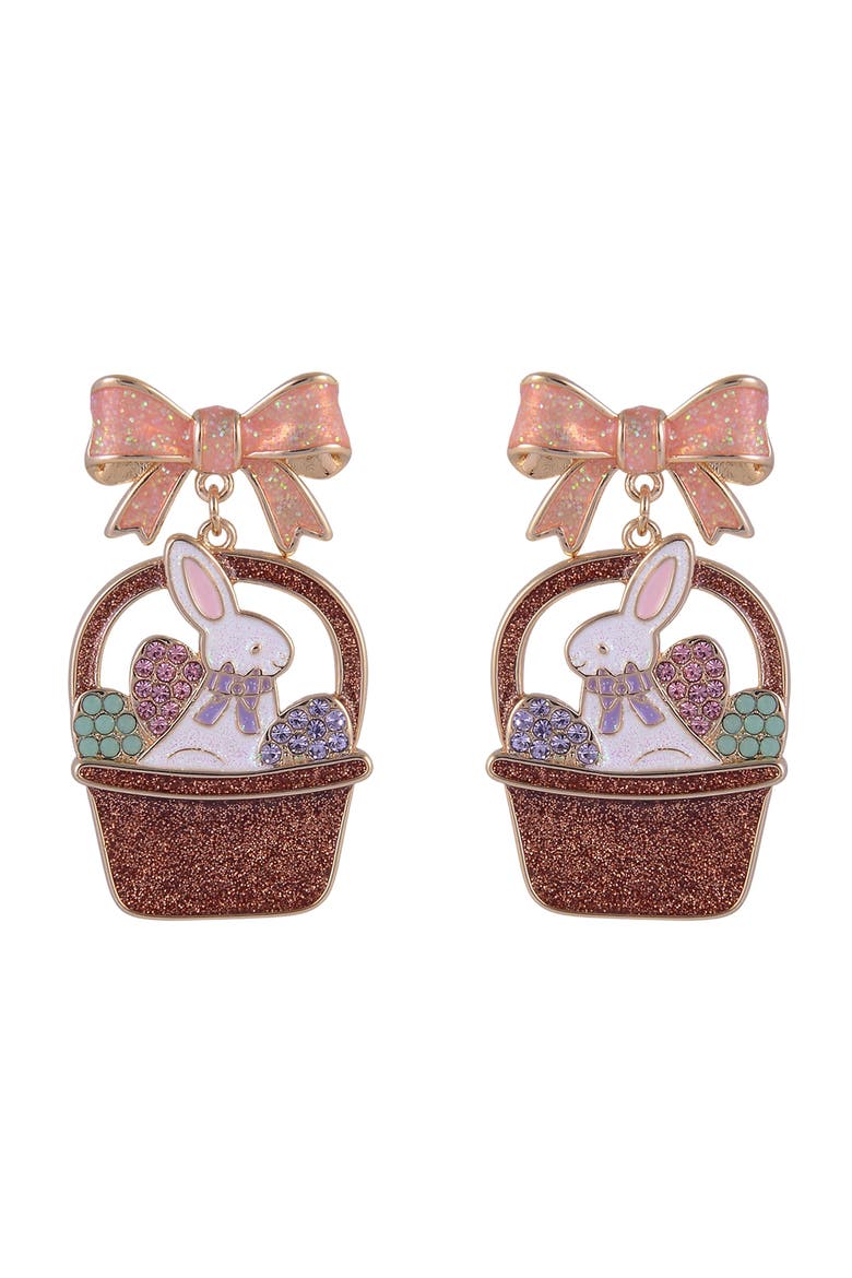 Easter Basket and Bunny Earrings, Alternate, color, Brown