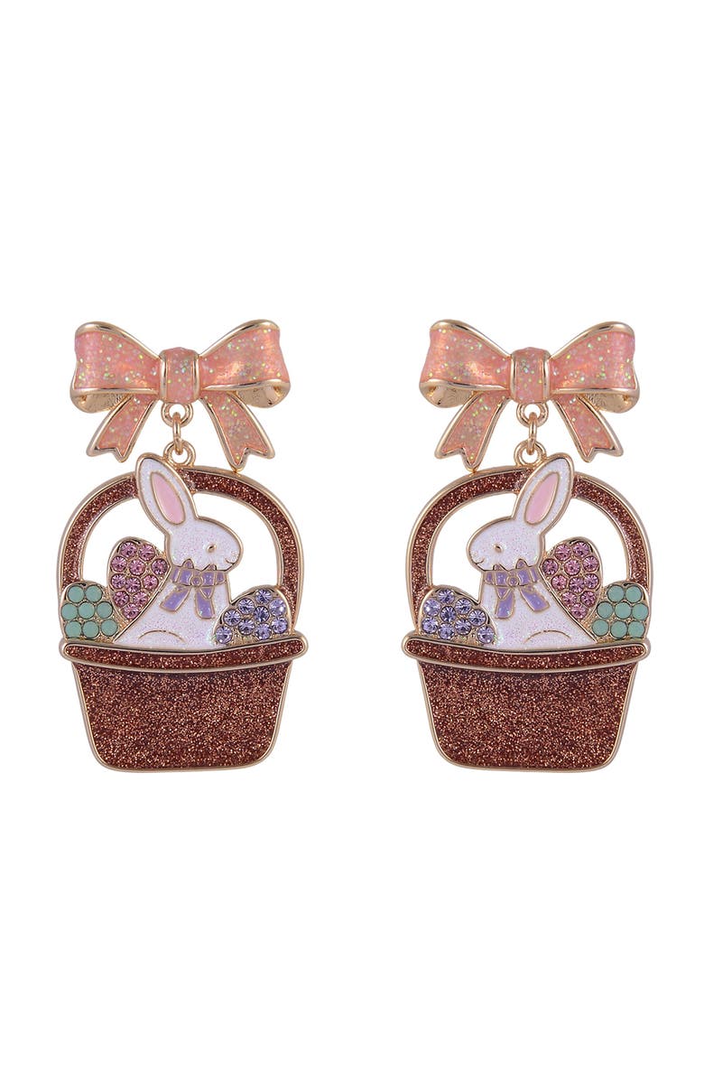 Hallmark Easter Basket and Bunny Earrings, Alternate, color, Brown