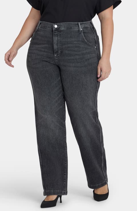 Brooke High Waist Loose Straight Leg Jeans (Vintage Noir) (Plus)