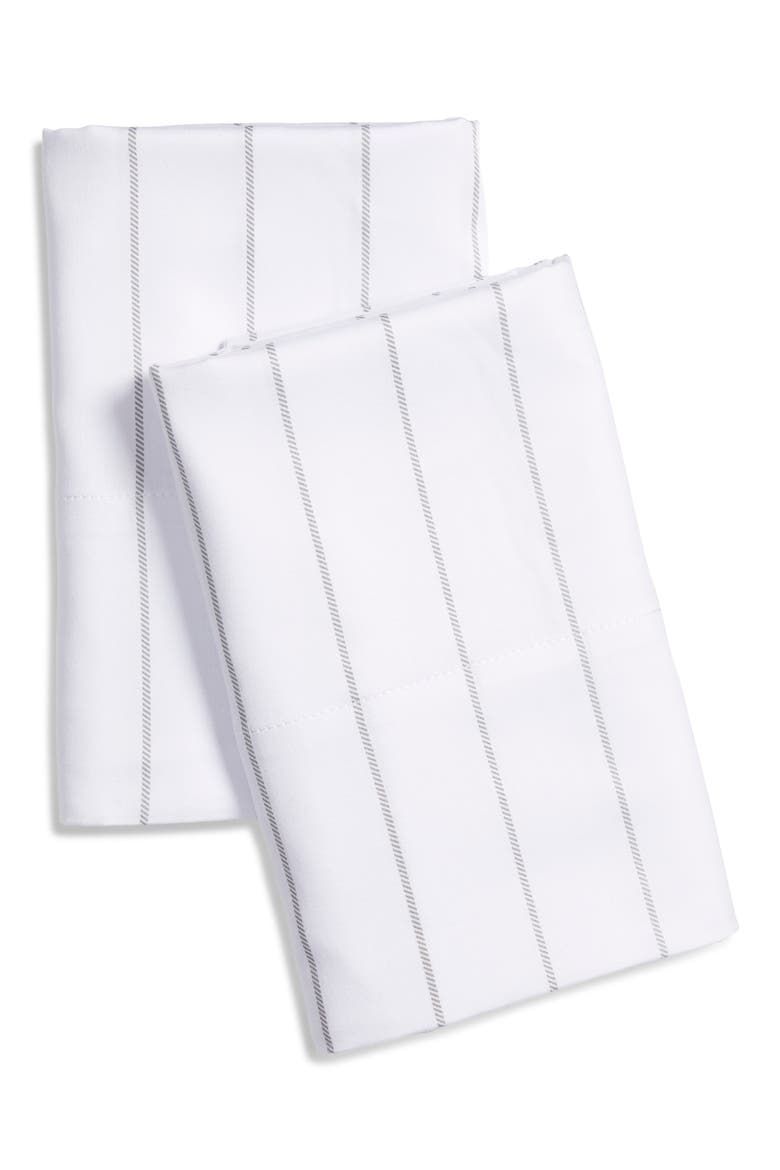 Set of 2 Print Pillowcases, Main, color, GREY FROST STRIPE