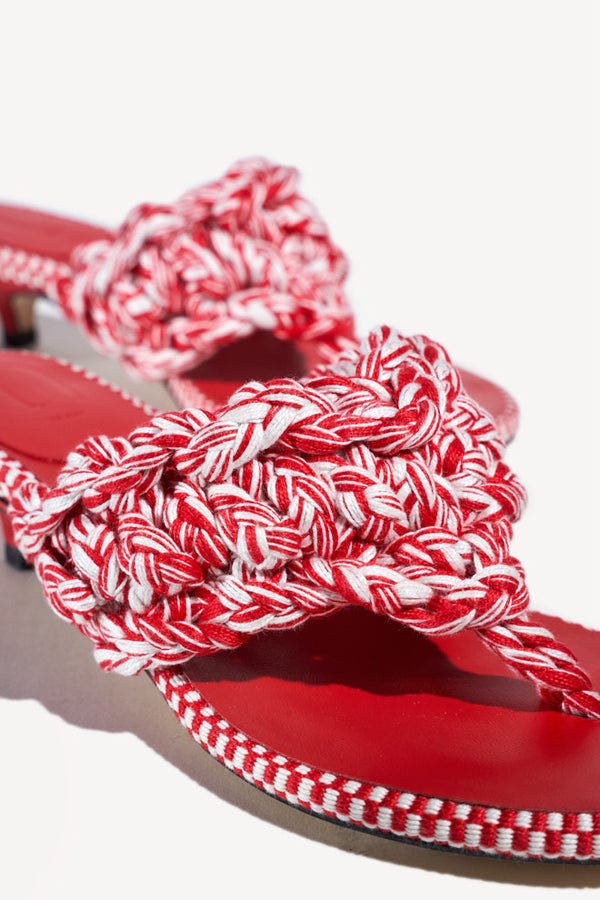 Amambaih Leandra Thong Mules, Alternate, color, Ivory Red