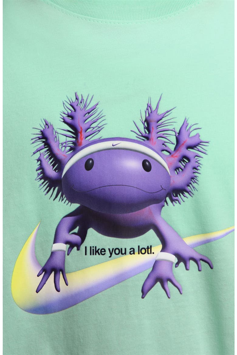 Kids' Axolotl Graphic T-Shirt, Alternate, color, ARCTIC GREEN
