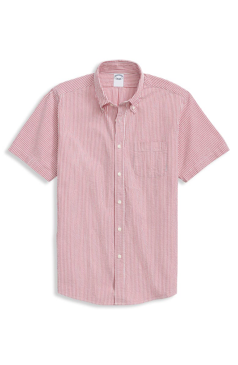 Brooks Brothers Big & Tall Seersucker Striped Sport Shirt, Main, color, 