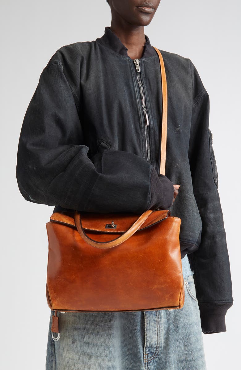 Balenciaga Medium Rodeo Leather Top Handle Bag, Alternate, color, 2753 Tan Cowboy