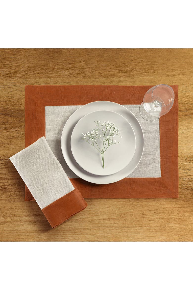 Linen Dinner Napkins Set of 4, 20 x 20" - Contempo, Alternate, color, Cinnamon and Natural