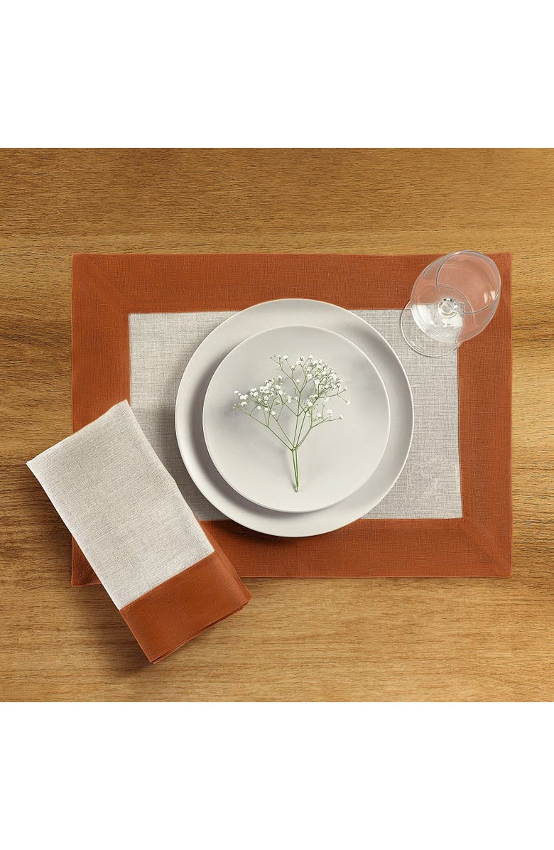 Solino Home Linen Dinner Napkins - Contempo, 20" x 20", Alternate, color, Cinnamon And Natural