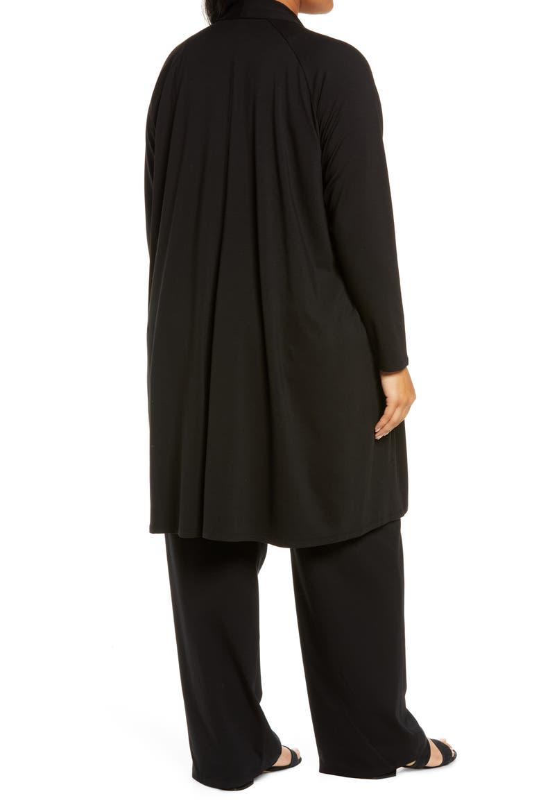 Knee Length Open Front Jersey Jacket, Alternate, color, BLACK