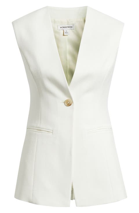 Textured One-Button Vest
