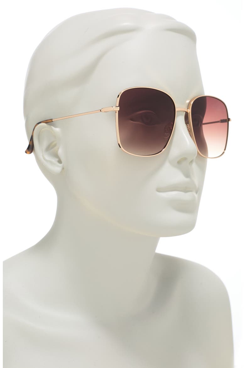 58mm Square Sunglasses, Alternate, color, GOLD