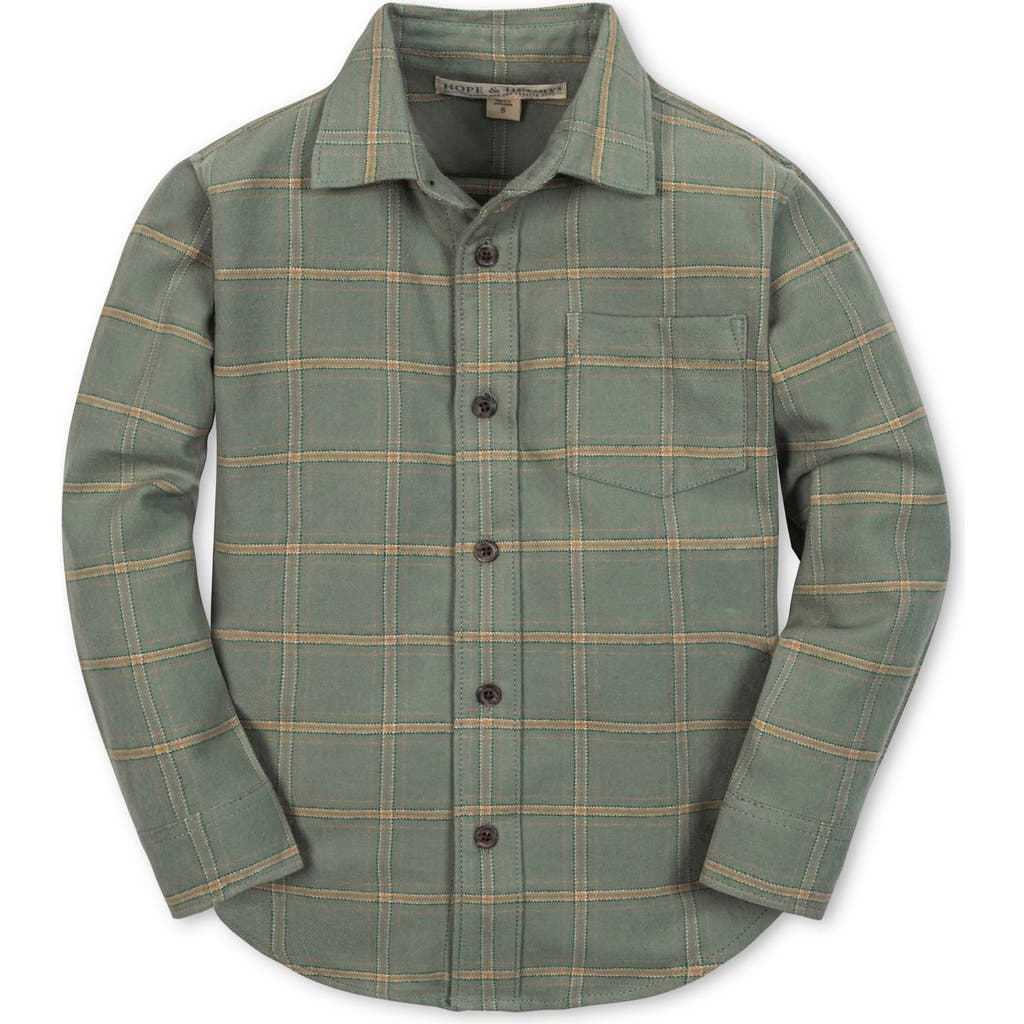 Hope & Henry Boys' Organic Flannel Shirt, Kids In Green