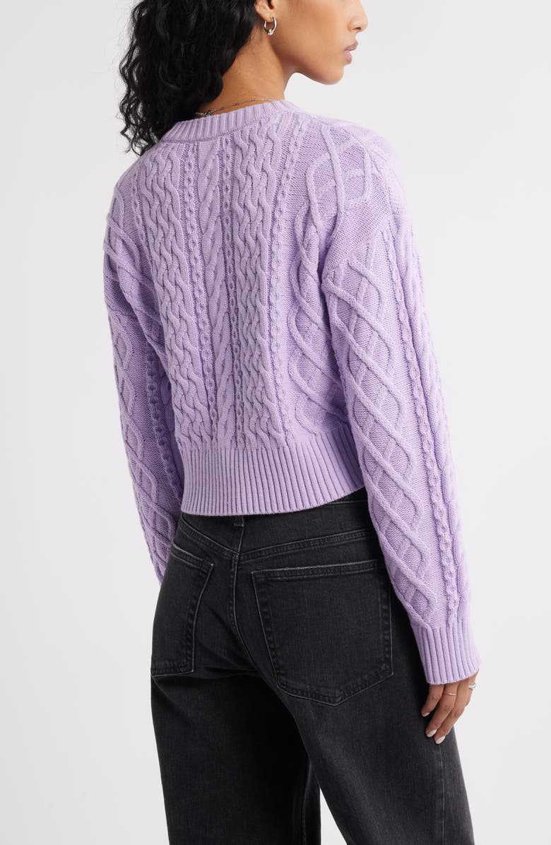 BP. Cable Pullover Sweater, Alternate, color, Purple Feminine