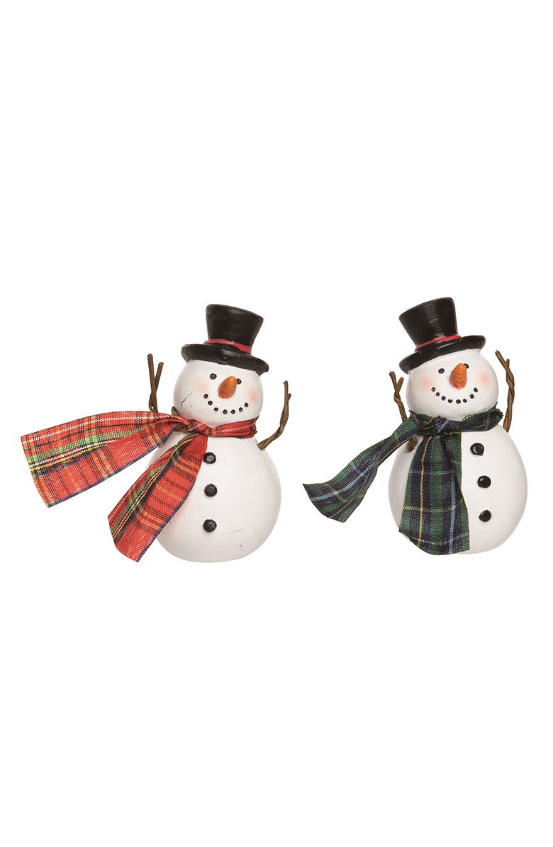 Transpac Christmas Resin Snowman Figurine Set of 2 Home Decorations, Main, color, Multi