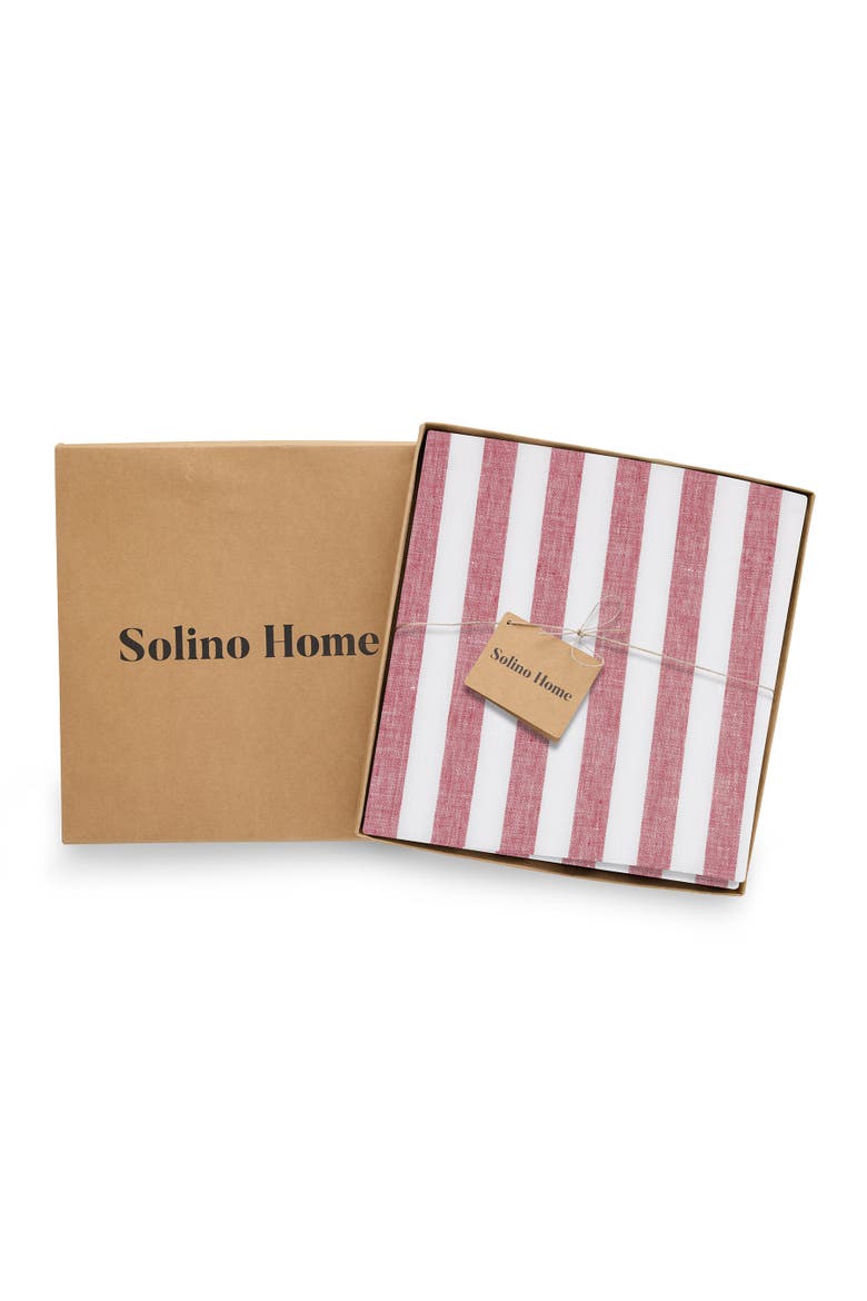 Linen Tablecloth - Sorrento Stripe, Alternate, color, Red and White