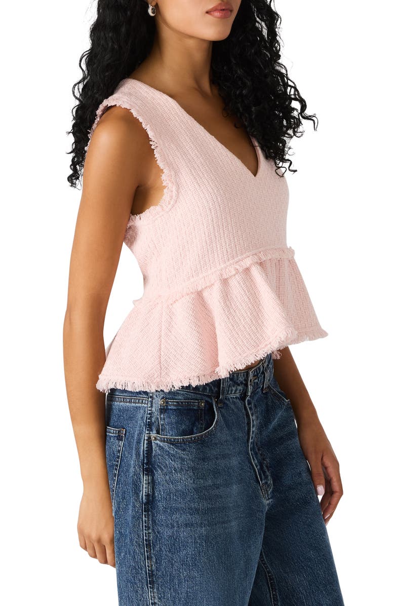 Steve Madden Camilla Peplum Tweed Top, Alternate, color, Pastel Lilac