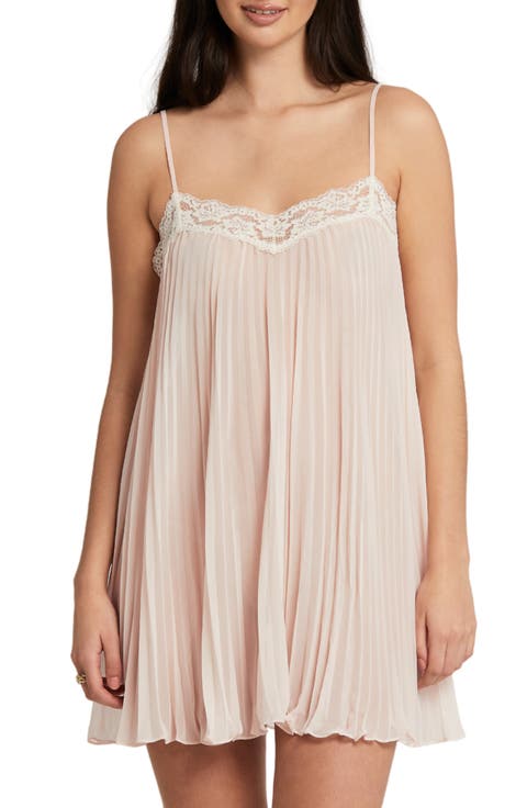 Lace Trim Pleat Chiffon Chemise