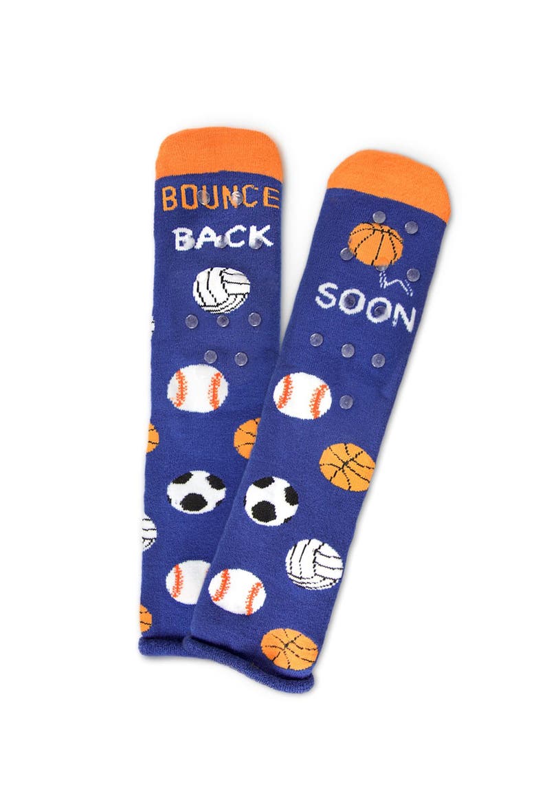 Big Kid's Bounce Back Greeting Card Crew Socks, Alternate, color, Blue