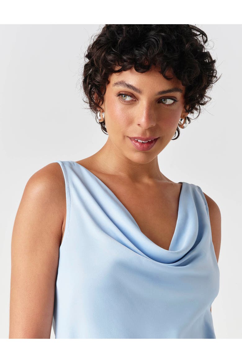 Nyla Cowl Neck Satin Top, Alternate, color, Light Blue