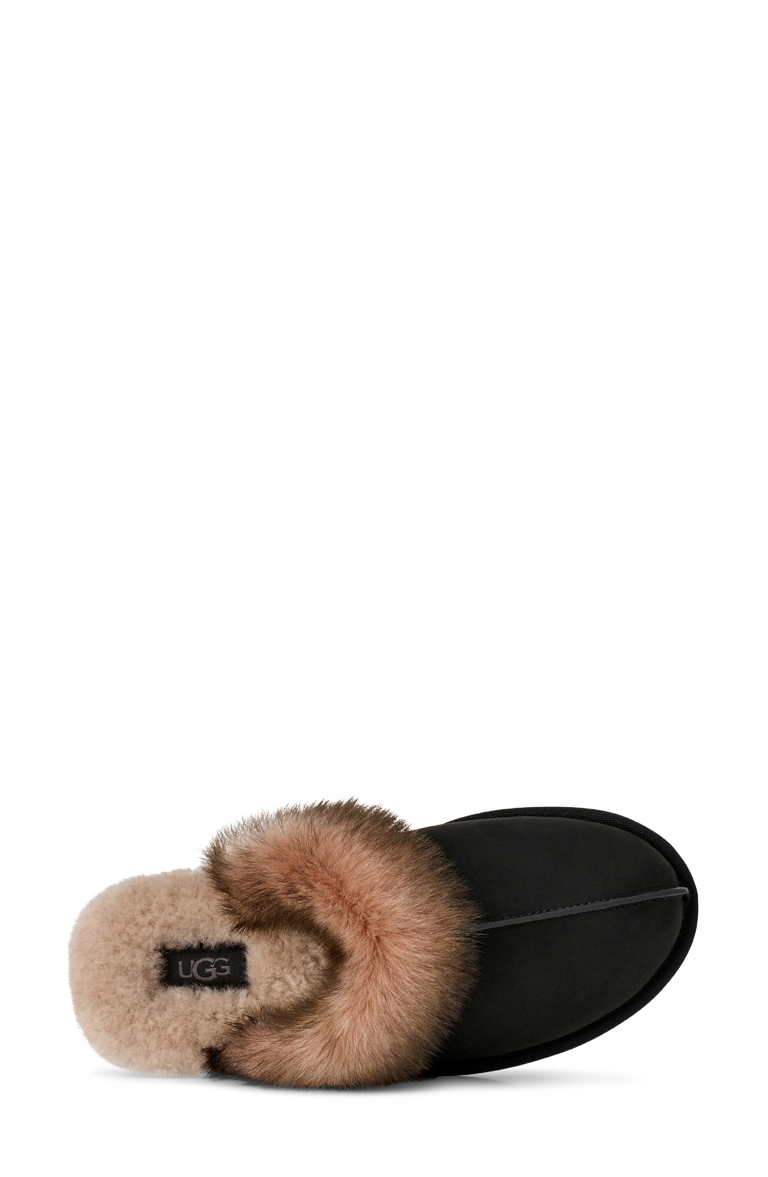 Scuffette Nubuck Leather Slipper, Alternate, color, BLACK