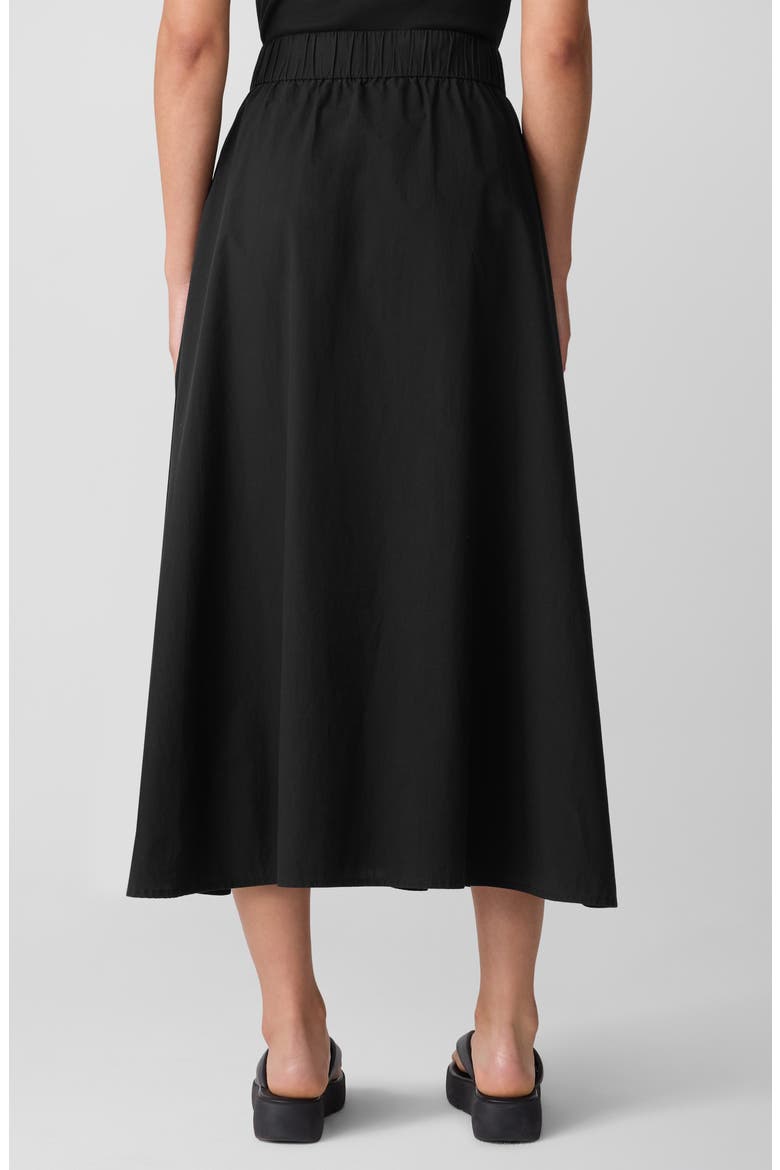 Curved Hem Organic Cotton Midi Skirt, Alternate, color, BLACK