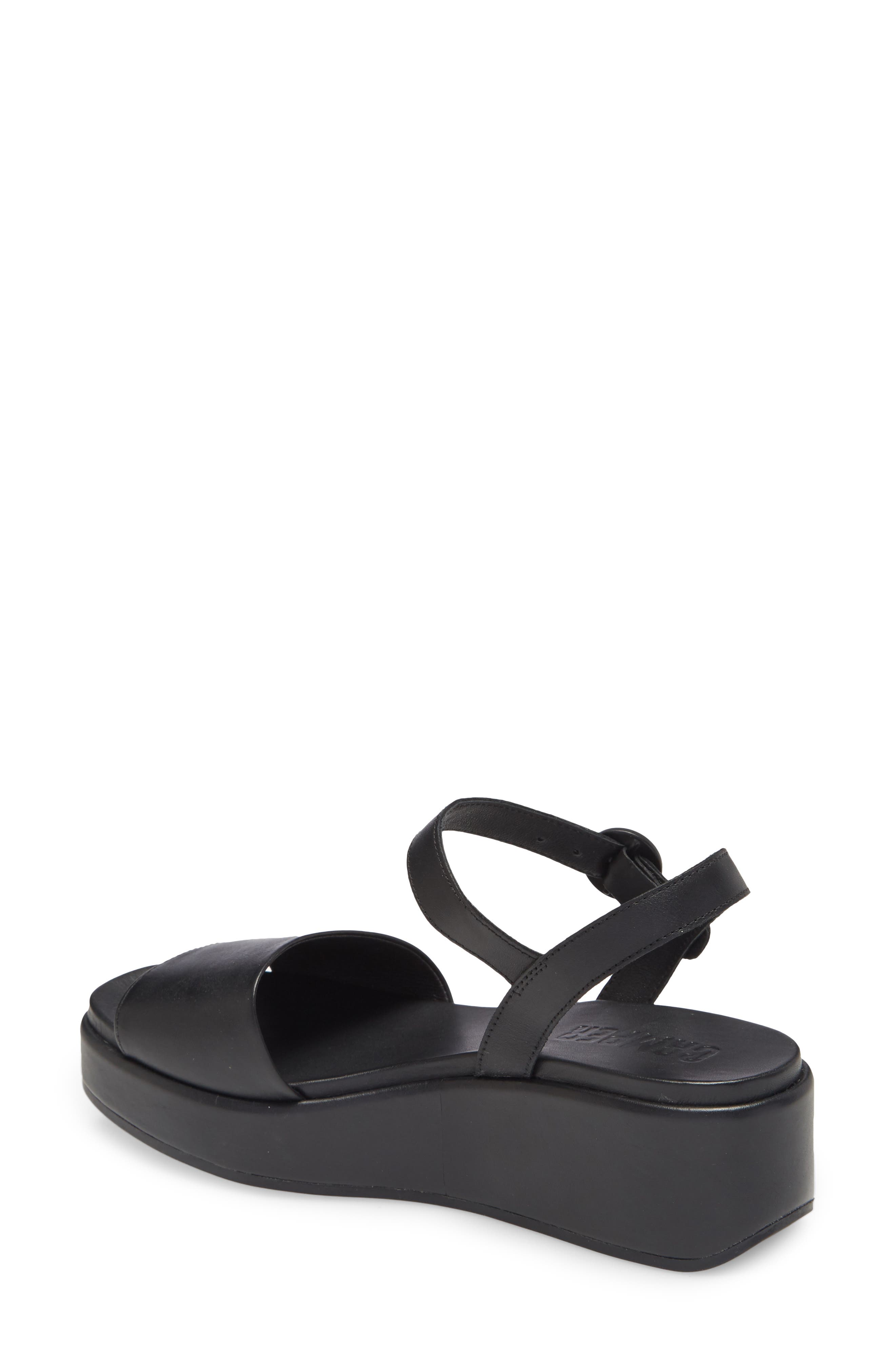 Camper Misia Platform Wedge Sandal, Alternate, color, New Black Leather