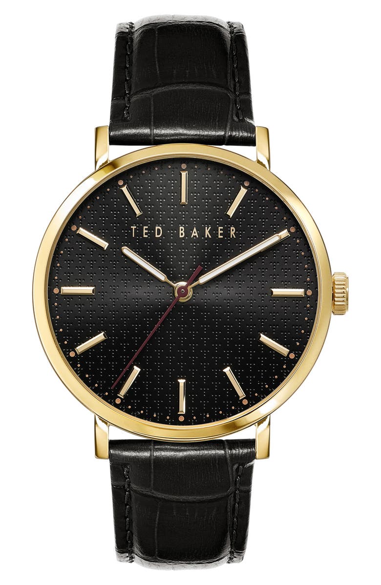 Ted Baker London Phylipa Leather Strap Watch, 41mm, Main, color,