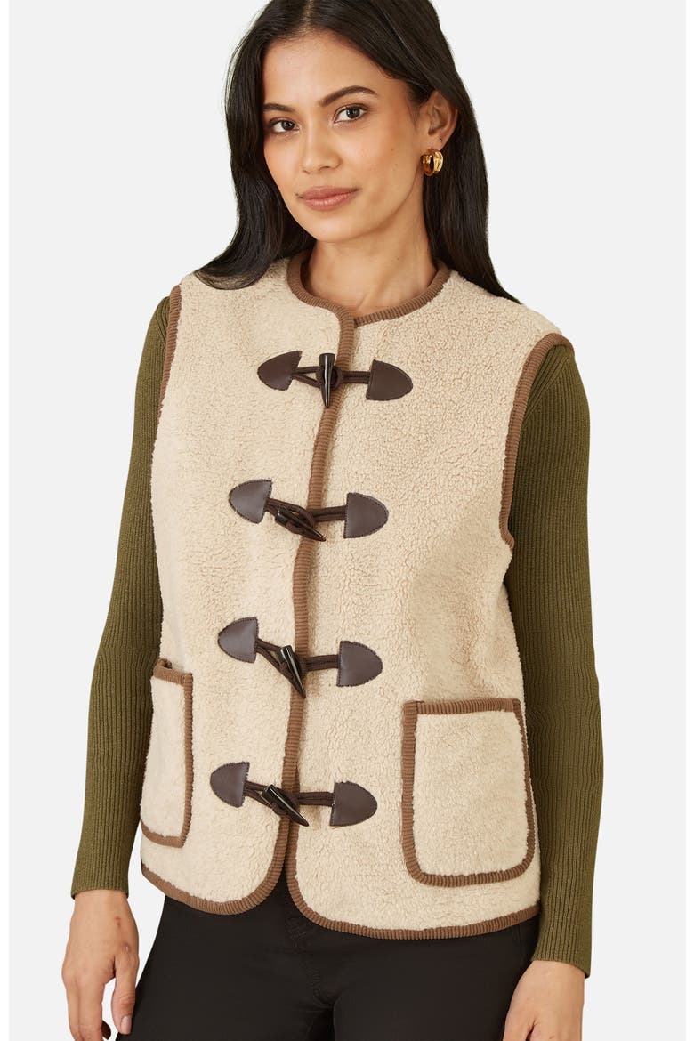 Faux Leather Button Detail Gilet, Alternate, color, Cream