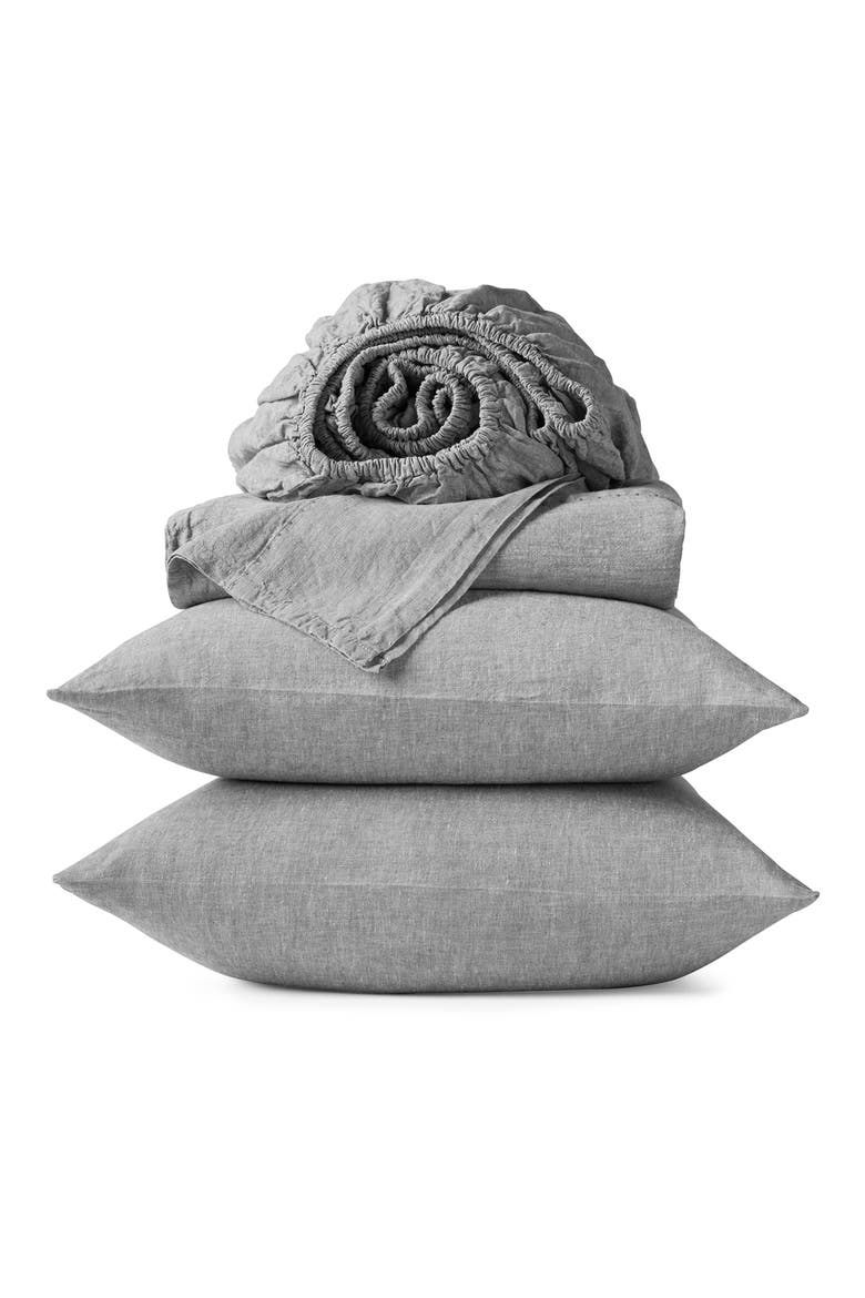 Relaxed Organic Linen Sheet Set, Main, color, SLATE CHAMBRAY