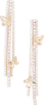 Tasha Crystal Butterfly Fringe Drop Earrings
