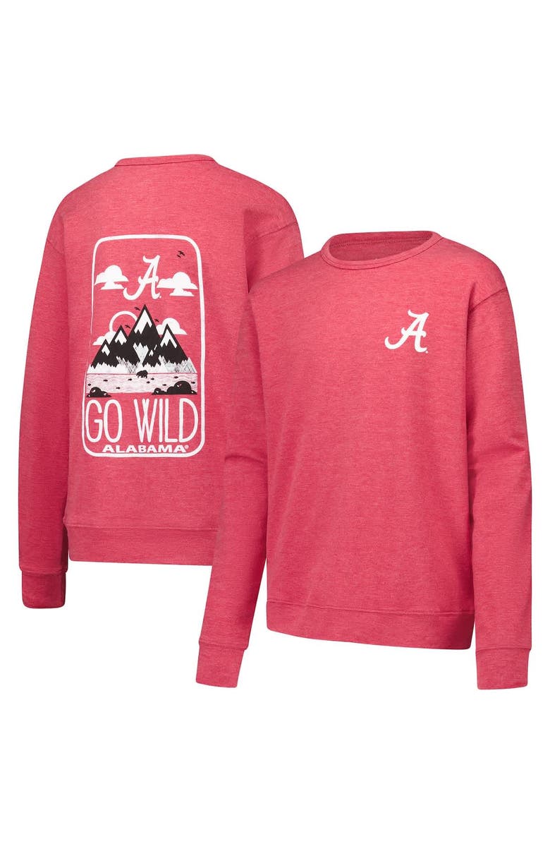Wes & Willy Youth Wes & Willy Crimson Alabama Crimson Tide Tri-Blend Go Wild Pullover Sweatshirt, Alternate, color, Crimson