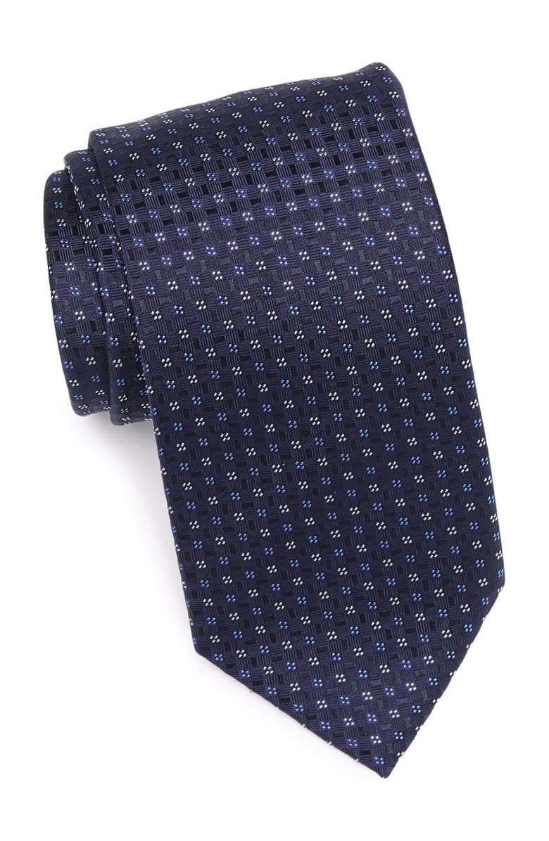 Eton Neat Medallion Silk Tie, Main, color, Blue