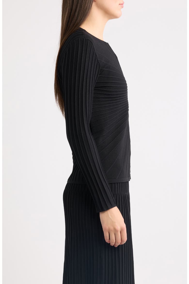 Sunburst Rib Cardigan, Alternate, color, ANNE BLACK