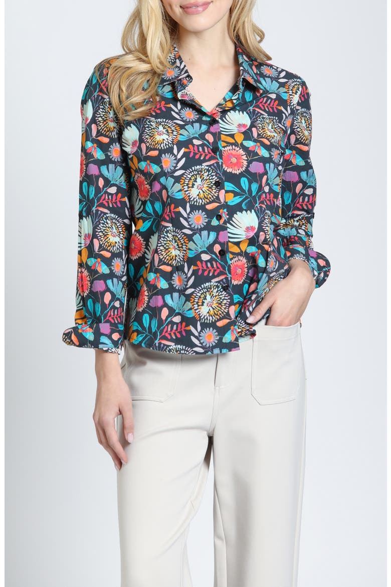Classic Cotton Button Up Shirt, Main, color, MIDNIGHT/JEWEL MULTI