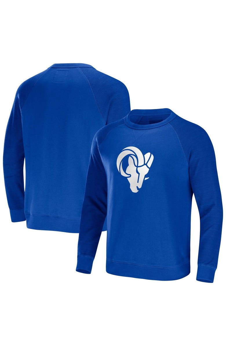 NFL X DARIUS RUCKER Men's NFL x Darius Rucker Collection by Fanatics  Royal Los Angeles Rams Distressed Lightweight Pullover Sweatshirt, Main, color, 