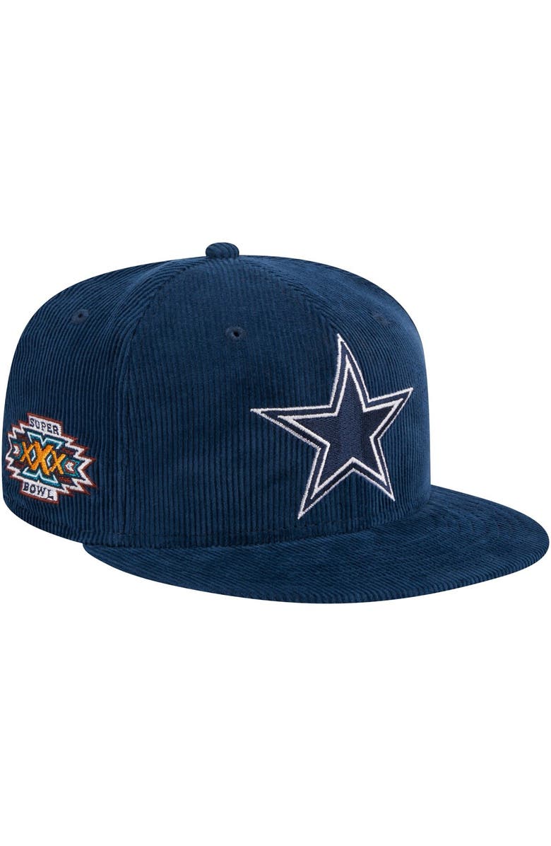New Era Men's New Era Navy Dallas Cowboys Throwback Cord 59FIFTY Fitted Hat, Main, color,