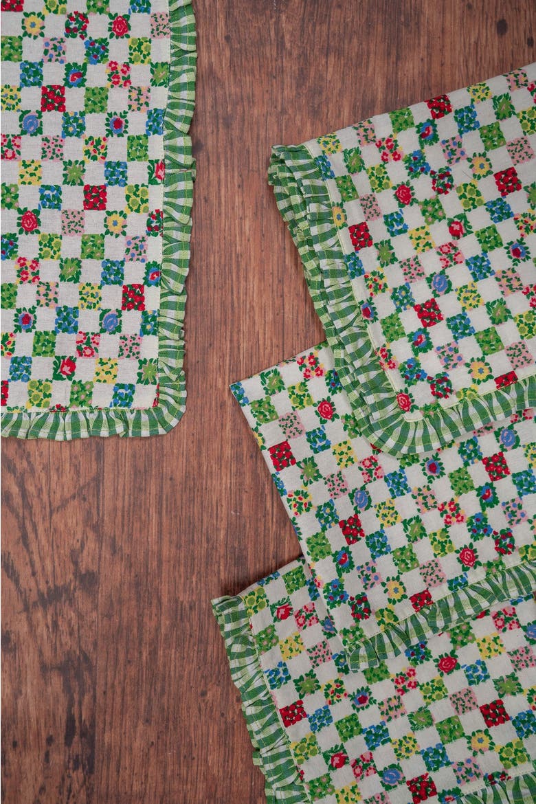 Rebecca Ruffle Napkins, Set of 4, Alternate, color, Green