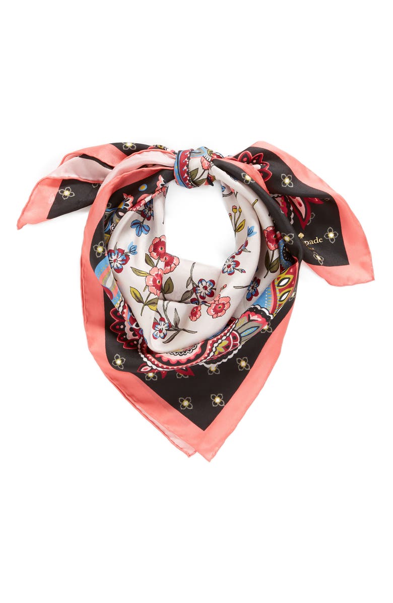 Kate Spade New York framed meadow silk square scarf, Alternate, color,
