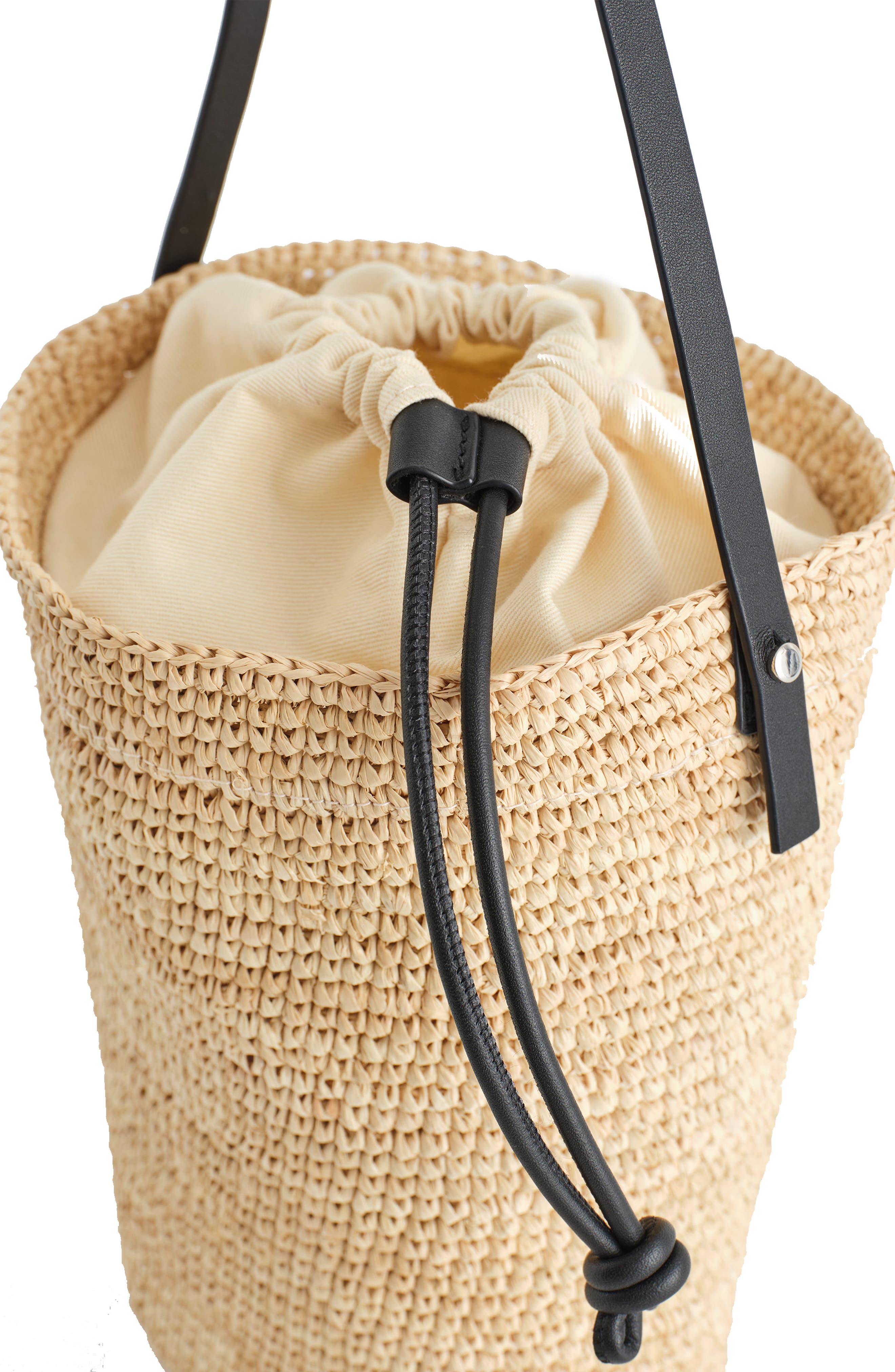 COS Mini Straw Bucket Bag, Alternate, color, 
