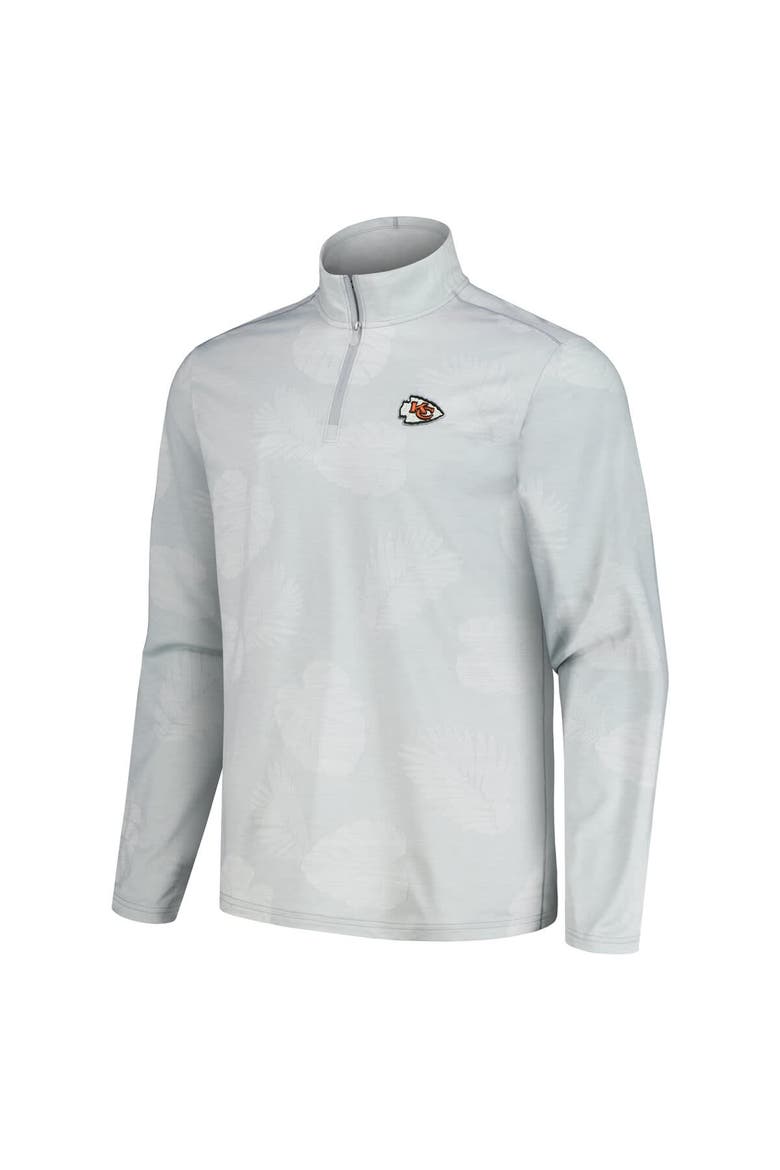 Men's Tommy Bahama Gray Kansas City Chiefs Delray Frond IslandZone Half-Zip Sweatshirt, Alternate, color, Gray