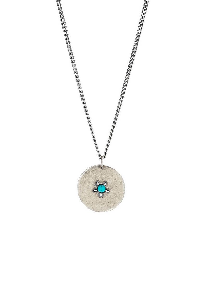 Men's Sterling Silver & Turquoise Medallion Necklace, Main, color, TURQUOISE