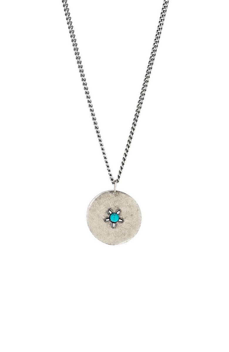Degs & Sal Men's Sterling Silver & Turquoise Medallion Necklace, Main, color, Turquoise