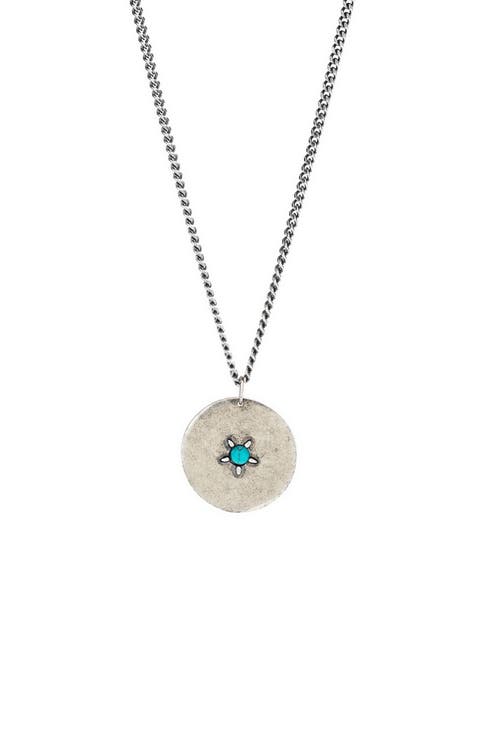 Men's Sterling Silver & Turquoise Medallion Necklace