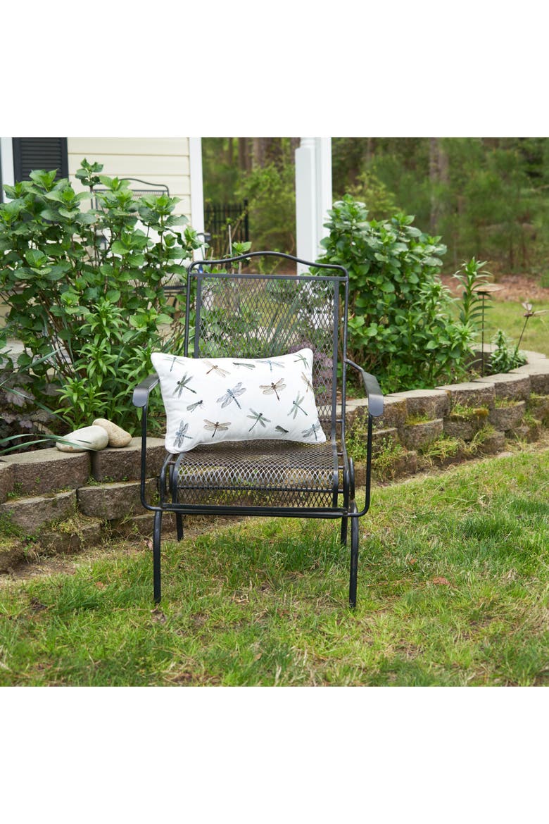 Dragonfly Multi Pattern Lumbar Pillow, Alternate, color, Green