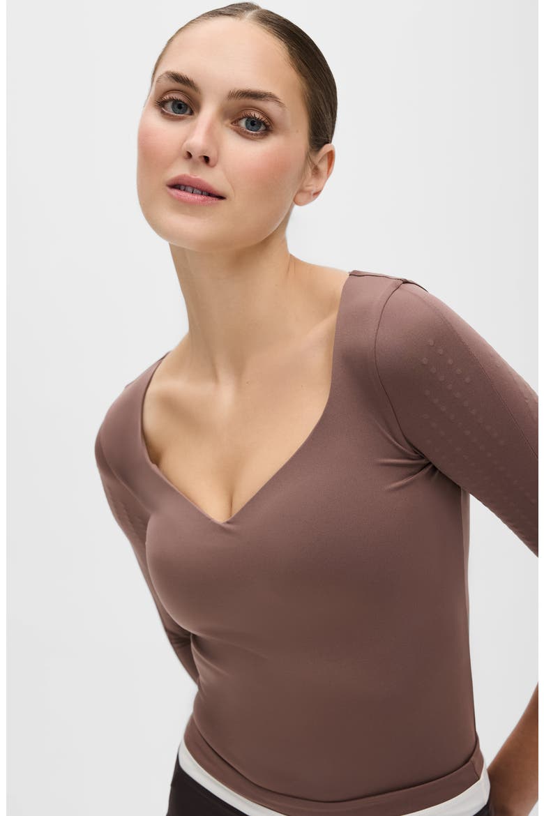 Iconic 3/4 sleeve MicroPerle Top, Main, color, CAPPUCCINO